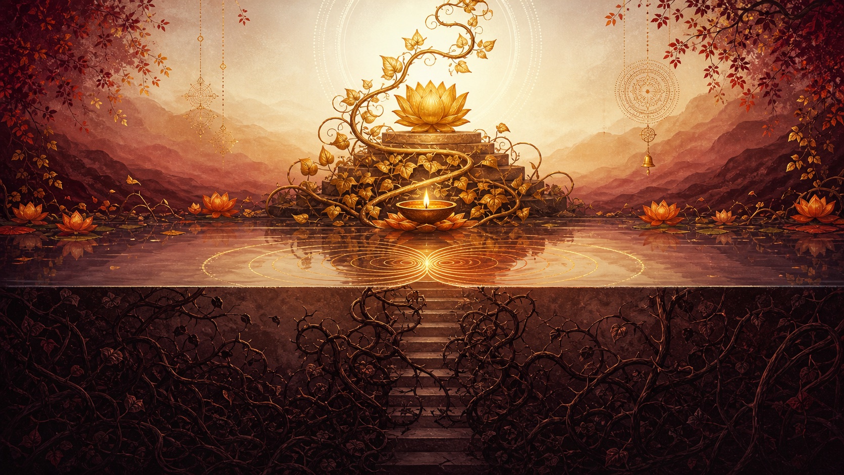 A warm symbolic devotional illustration representing Bhagavad Gita 6.5 and becoming your own friend.